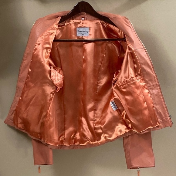Pamela Mccoy Lamb Leather Jacket Pinkish/Peach in color Size Small - Picture 2 of 8